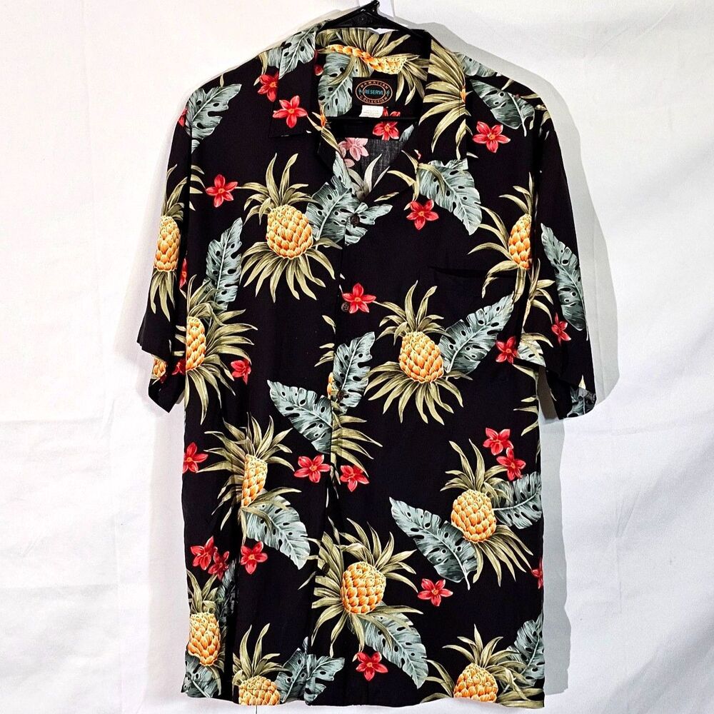 #0362 Hawaiian Reserve Collection Made in Hawaii Men's Pineapple Aloha Shirt L